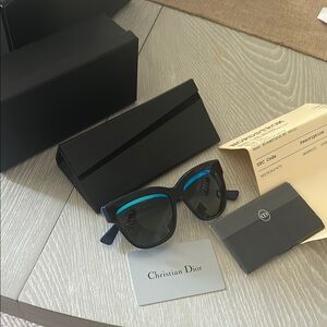 Christian Dior Black Sunglasses with Blue Accents